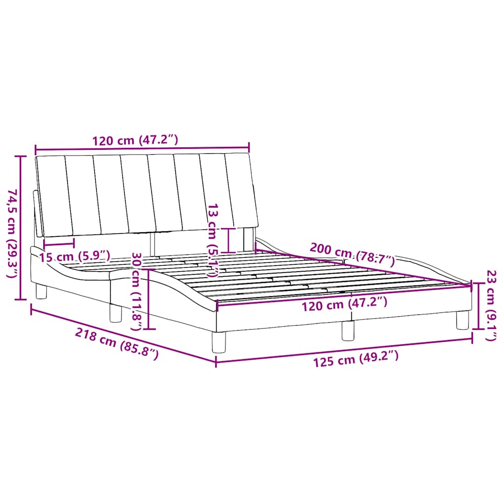 Bettgestell ohne Matratze "Hanko" Dunkelgrau 120x200 cm Stoff