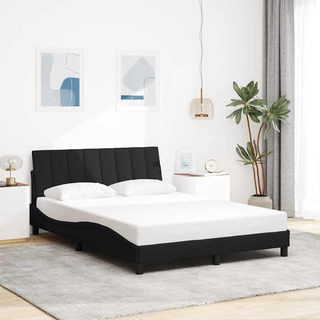 Bettgestell ohne Matratze "Hanko" Schwarz 140x190 cm Stoff