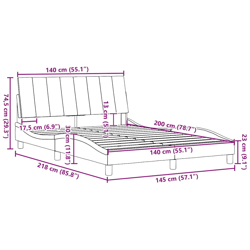 Bettgestell ohne Matratze "Hanko" Dunkelbraun 140x200 cm Stoff