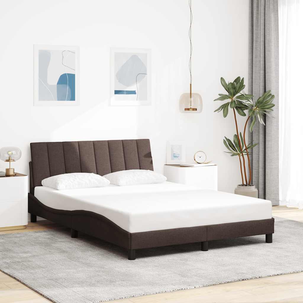 Bettgestell ohne Matratze "Hanko" Dunkelbraun 140x200 cm Stoff