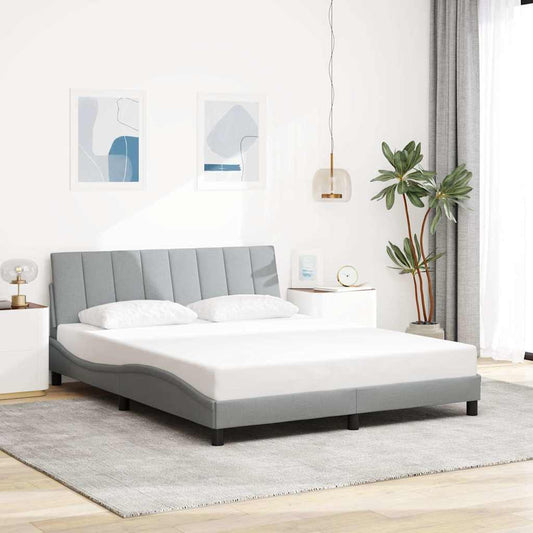 Bettgestell ohne Matratze "Hanko" Hellgrau 160x200 cm Stoff