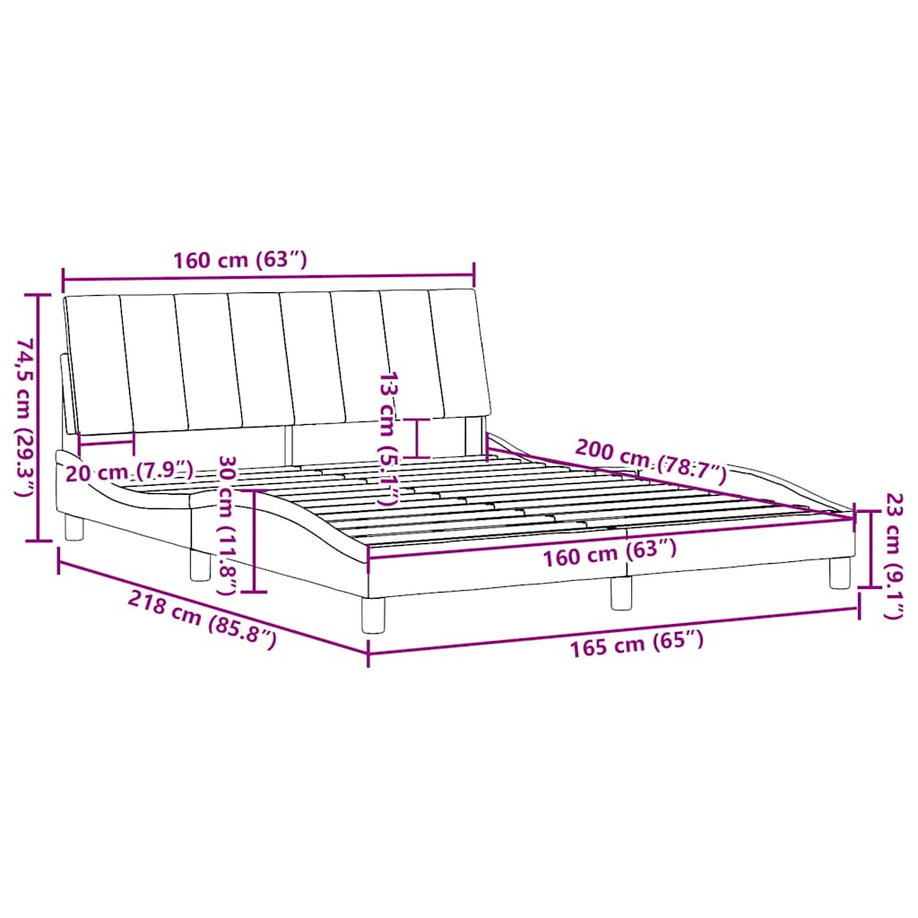 Bettgestell ohne Matratze "Hanko" Creme 160x200 cm Stoff