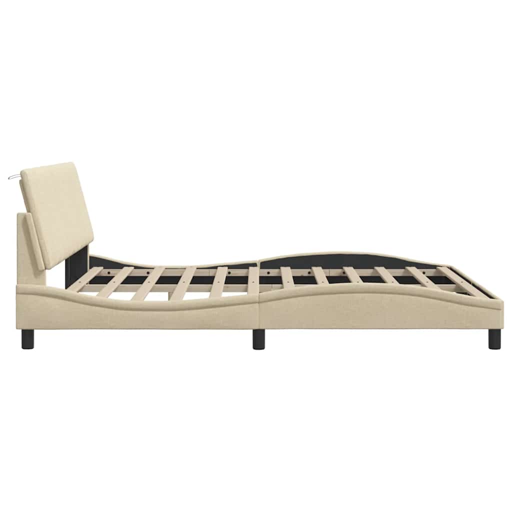 Bettgestell ohne Matratze "Hanko" Creme 180x200 cm Stoff