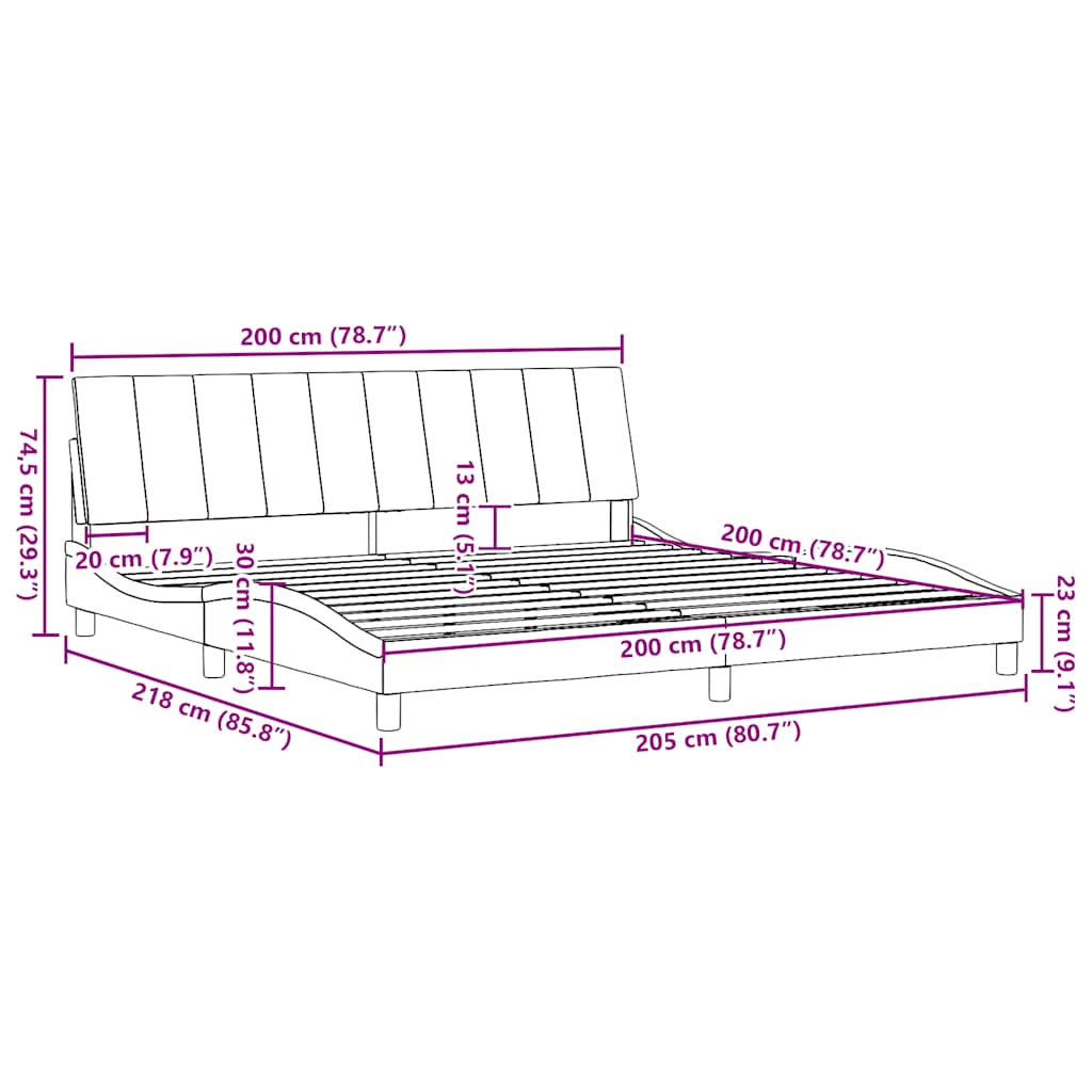 Bettgestell ohne Matratze "Hanko" Hellgrau 200x200 cm Stoff