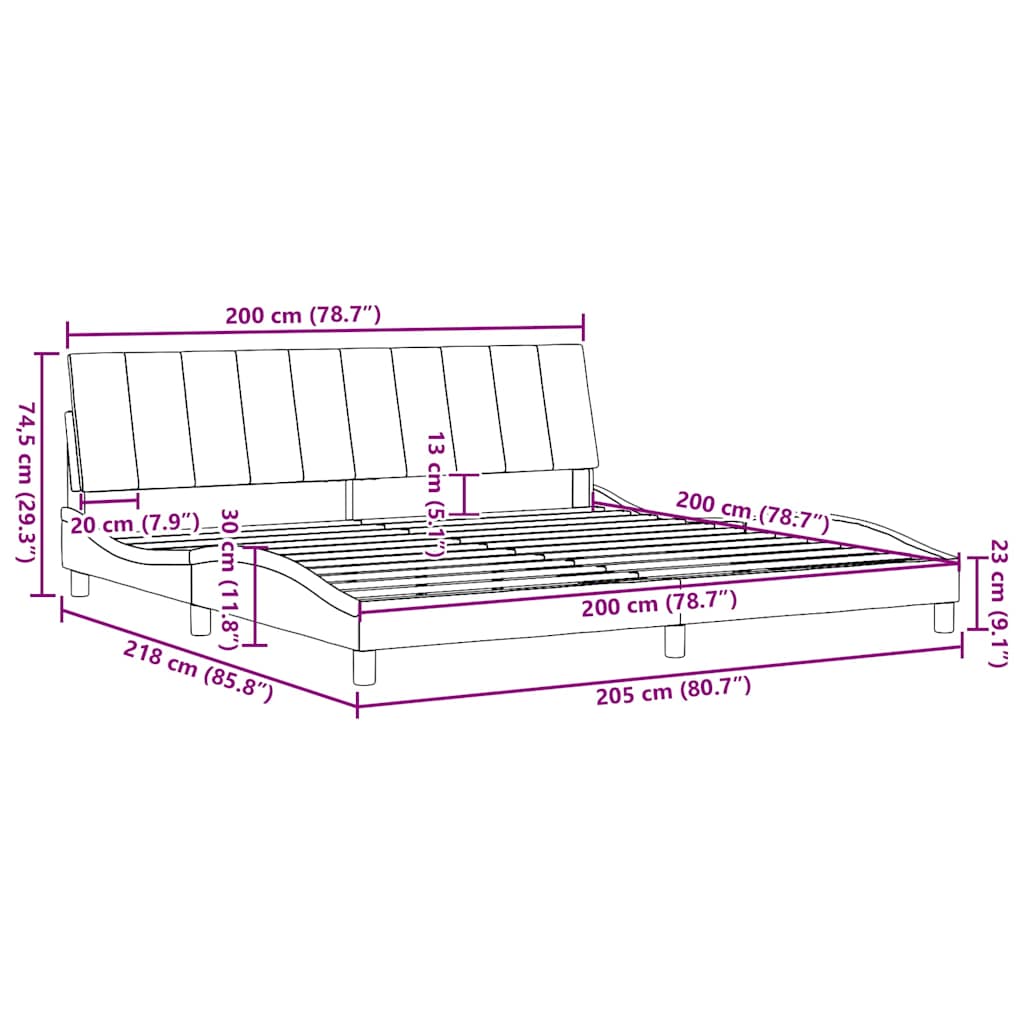 Bettgestell ohne Matratze "Hanko" Dunkelgrau 200x200 cm Stoff