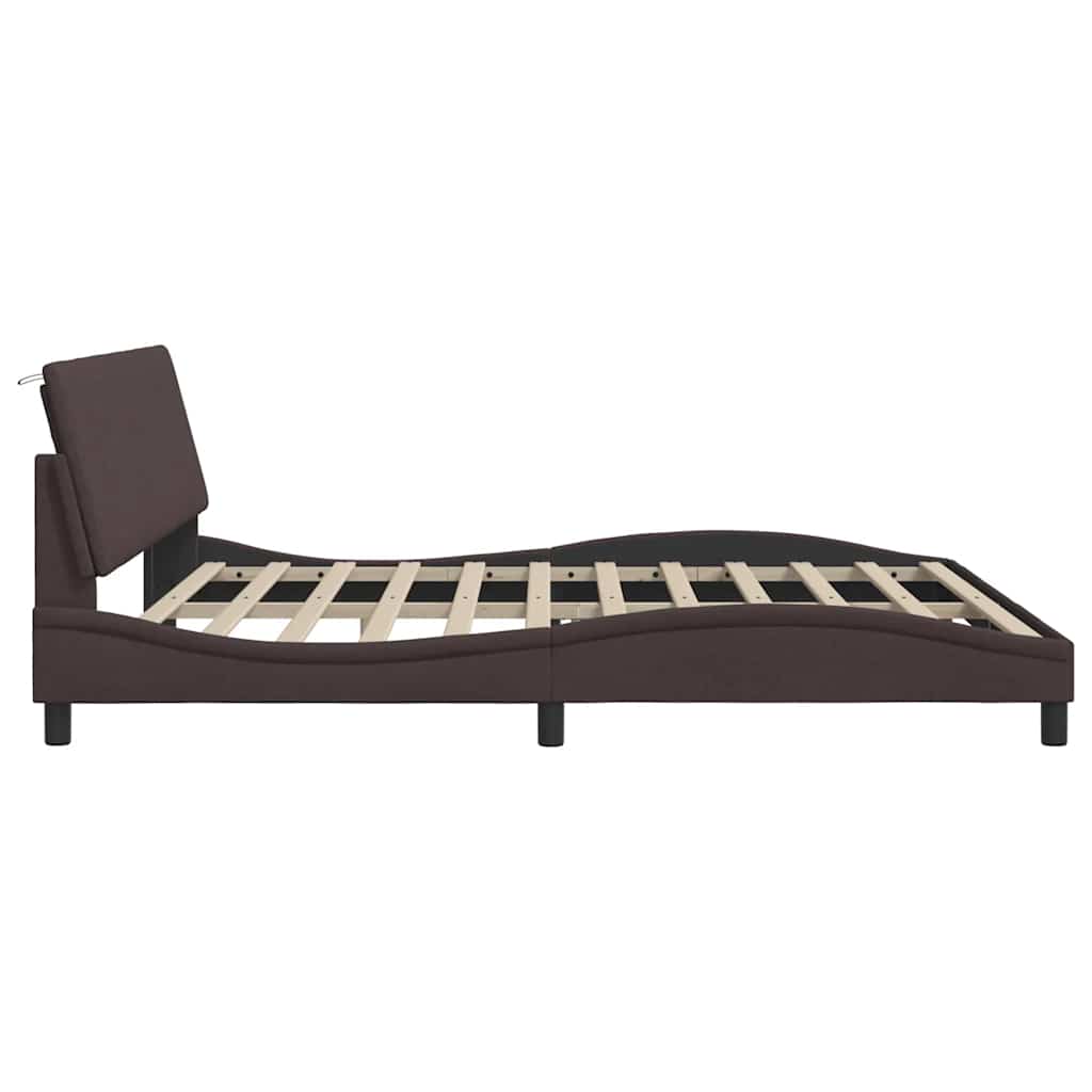Bettgestell ohne Matratze "Hanko" Dunkelbraun 200x200 cm Stoff