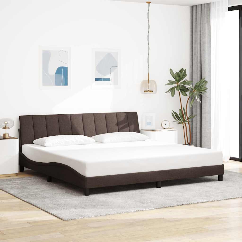 Bettgestell ohne Matratze "Hanko" Dunkelbraun 200x200 cm Stoff