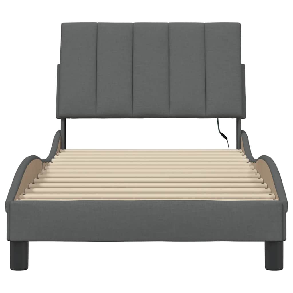 Bettgestell ohne Matratze "Hanko" Dunkelgrau 80x200 cm Stoff