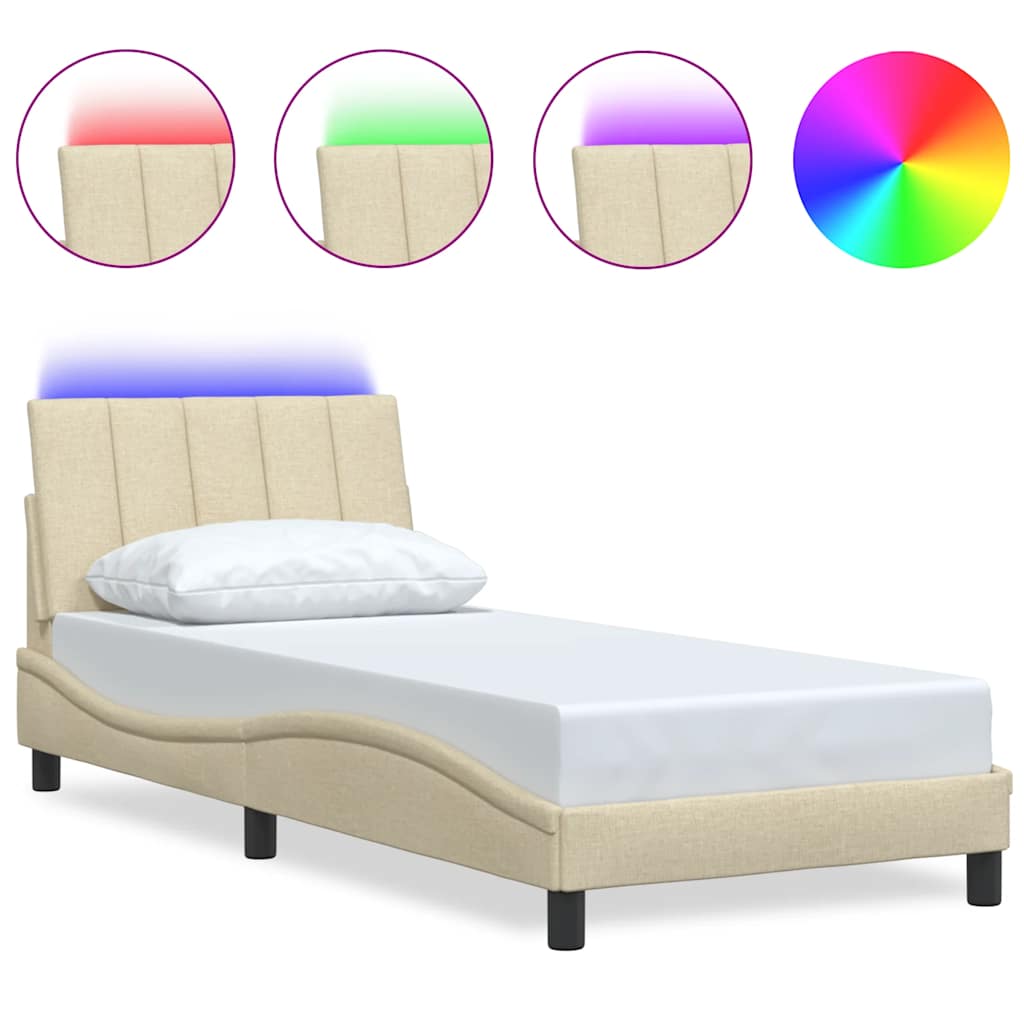 Bettgestell ohne Matratze "Hanko" Creme 80x200 cm Stoff