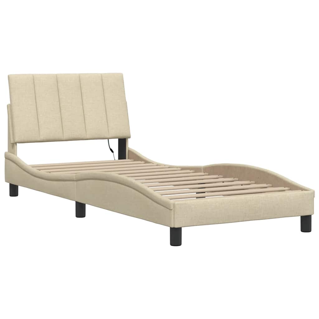 Bettgestell ohne Matratze "Hanko" Creme 80x200 cm Stoff