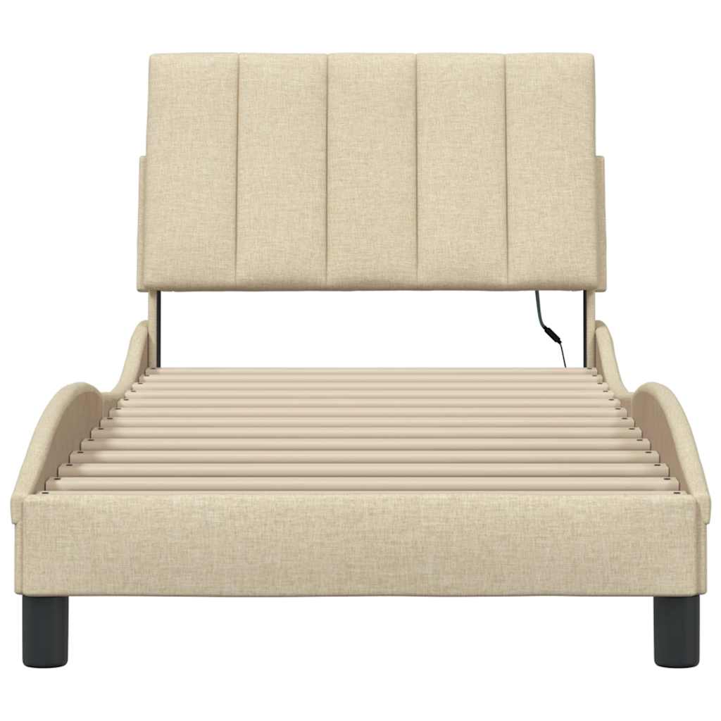 Bettgestell ohne Matratze "Hanko" Creme 80x200 cm Stoff