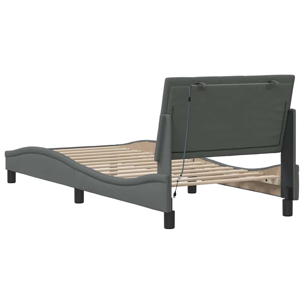 Bettgestell ohne Matratze "Hanko" Dunkelgrau 90x190 cm Stoff