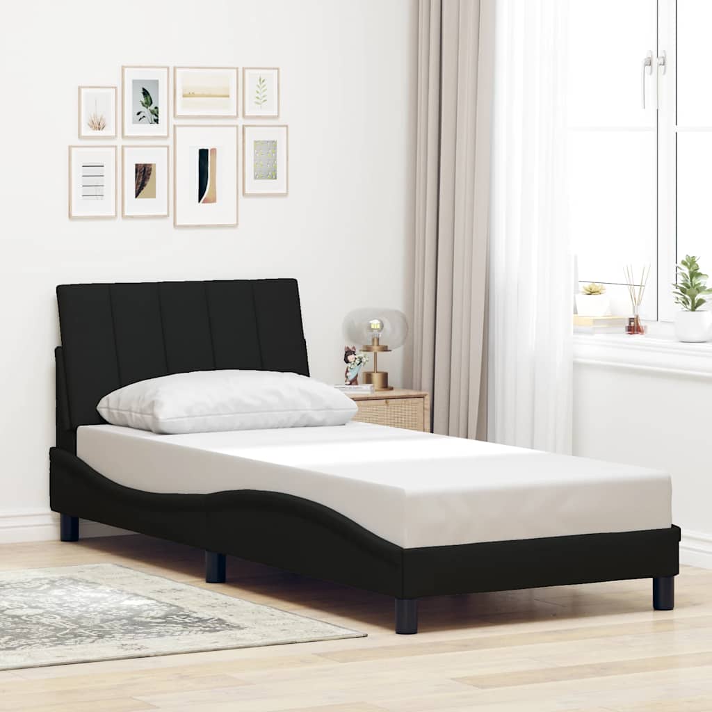 Bettgestell ohne Matratze "Hanko" Schwarz 90x190 cm Stoff
