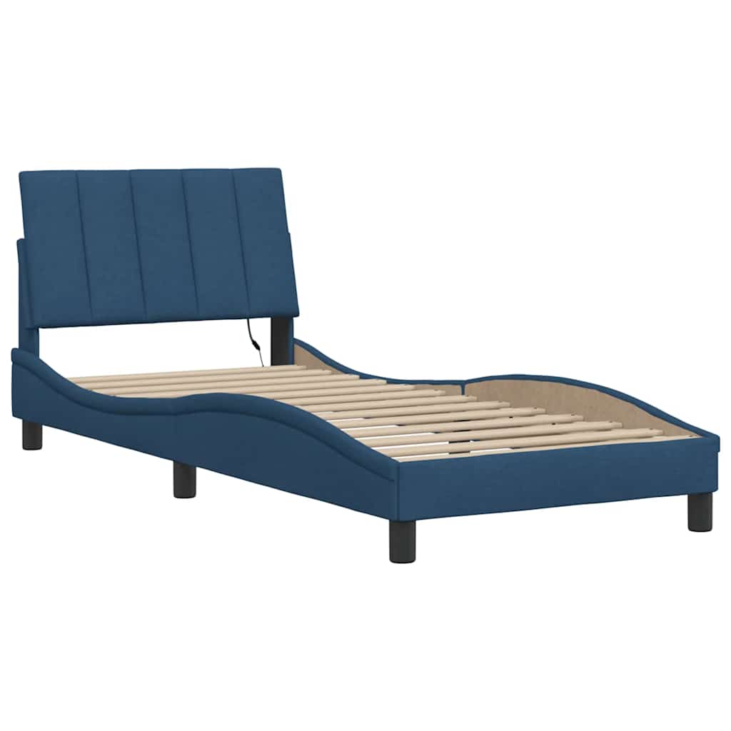Bettgestell ohne Matratze "Hanko" Blau 90x190 cm Stoff