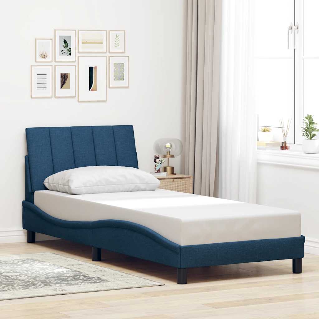Bettgestell ohne Matratze "Hanko" Blau 90x190 cm Stoff