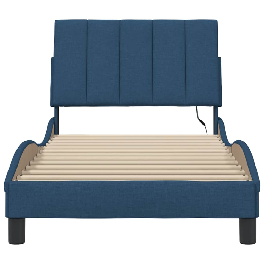 Bettgestell ohne Matratze "Hanko" Blau 90x190 cm Stoff