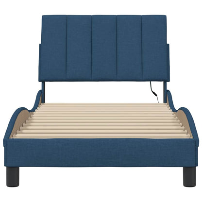 Bettgestell ohne Matratze "Hanko" Blau 90x190 cm Stoff