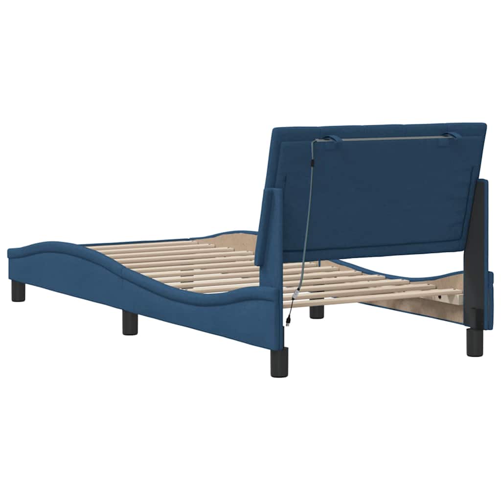 Bettgestell ohne Matratze "Hanko" Blau 90x190 cm Stoff