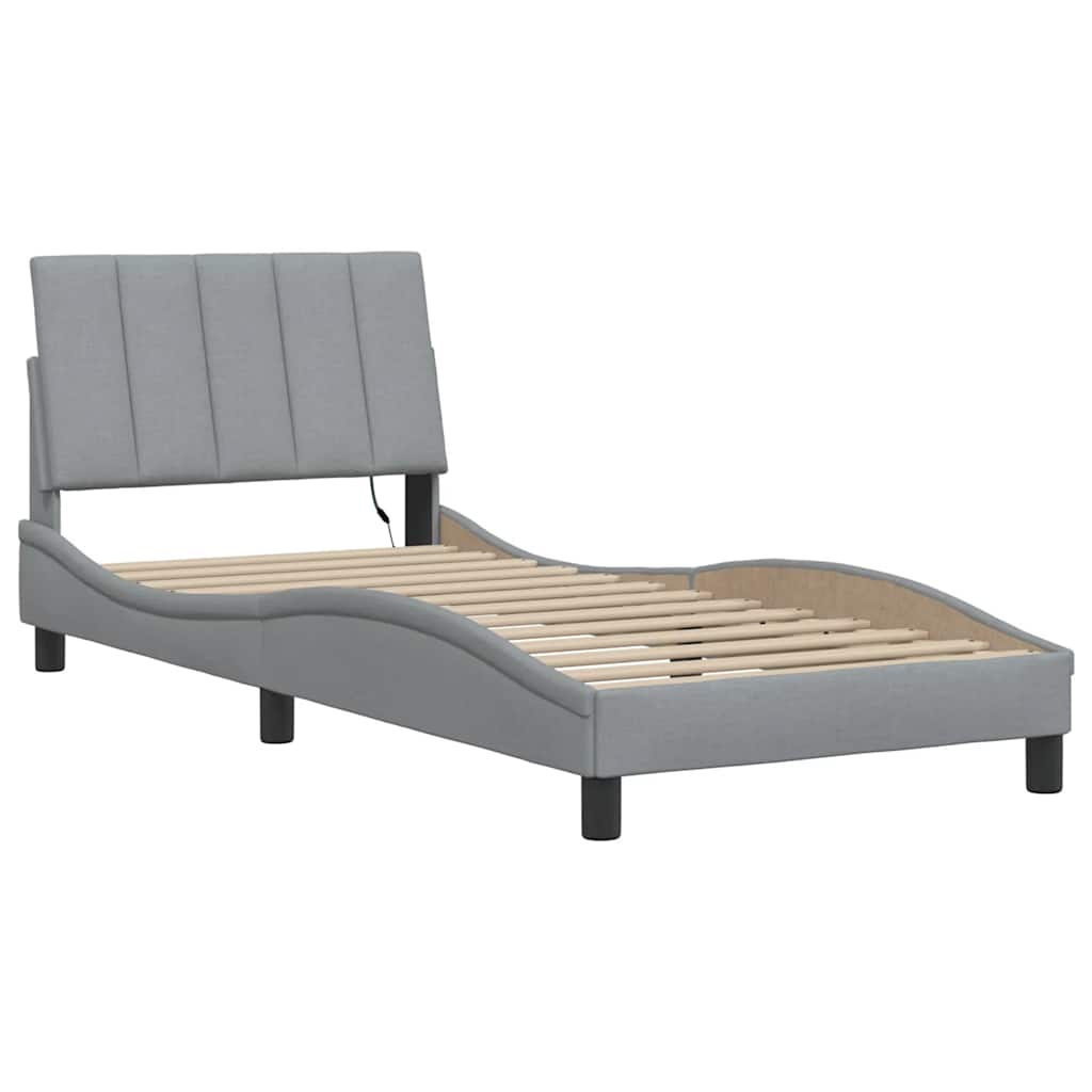 Bettgestell ohne Matratze "Hanko" Hellgrau 90x200 cm Stoff