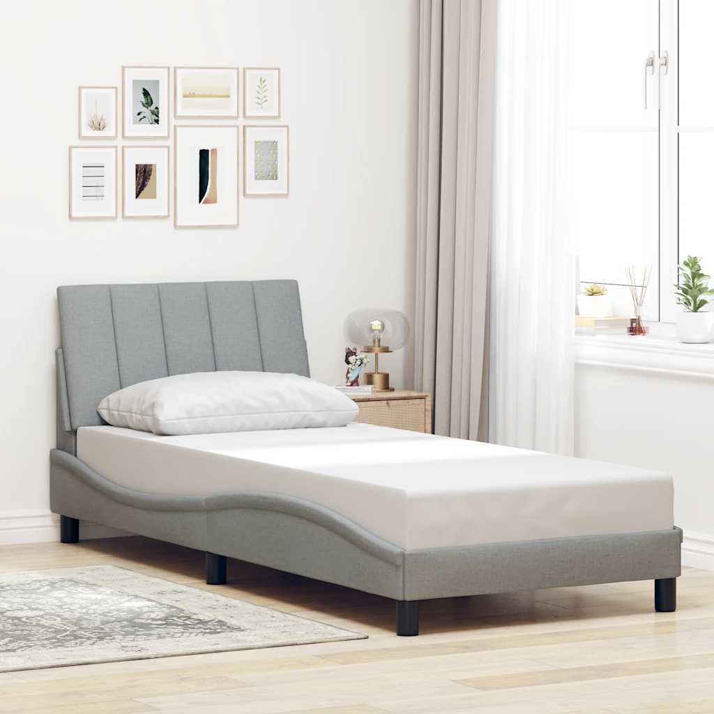 Bettgestell ohne Matratze "Hanko" Hellgrau 90x200 cm Stoff