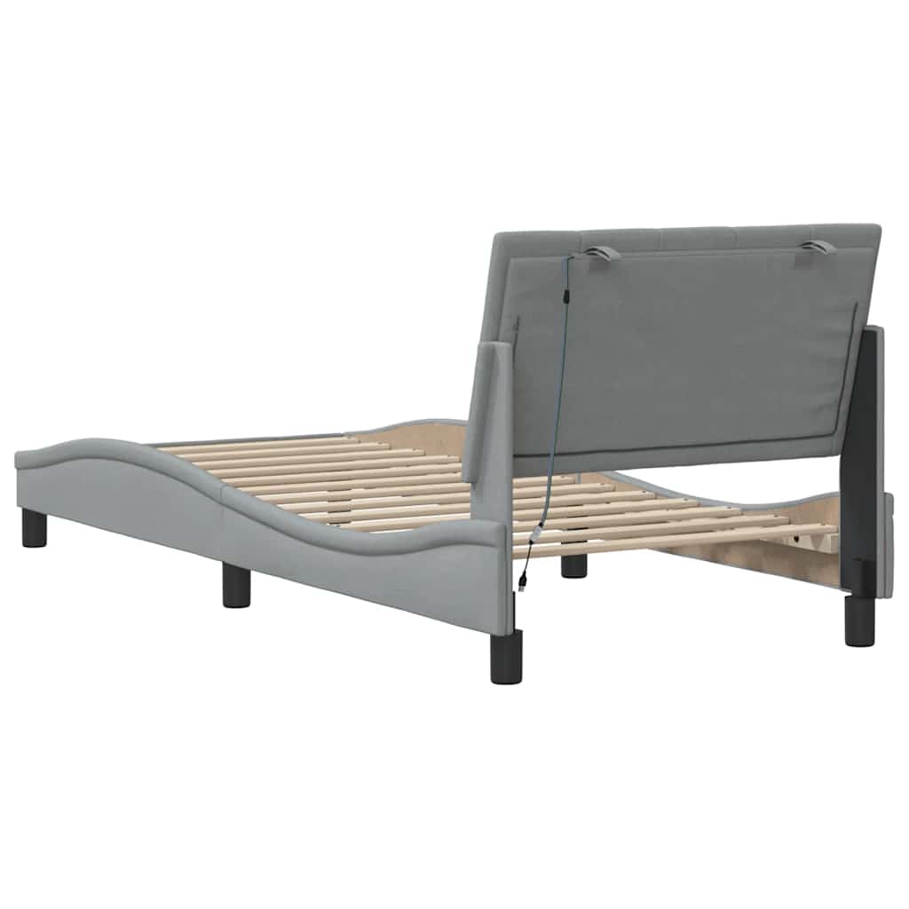 Bettgestell ohne Matratze "Hanko" Hellgrau 90x200 cm Stoff