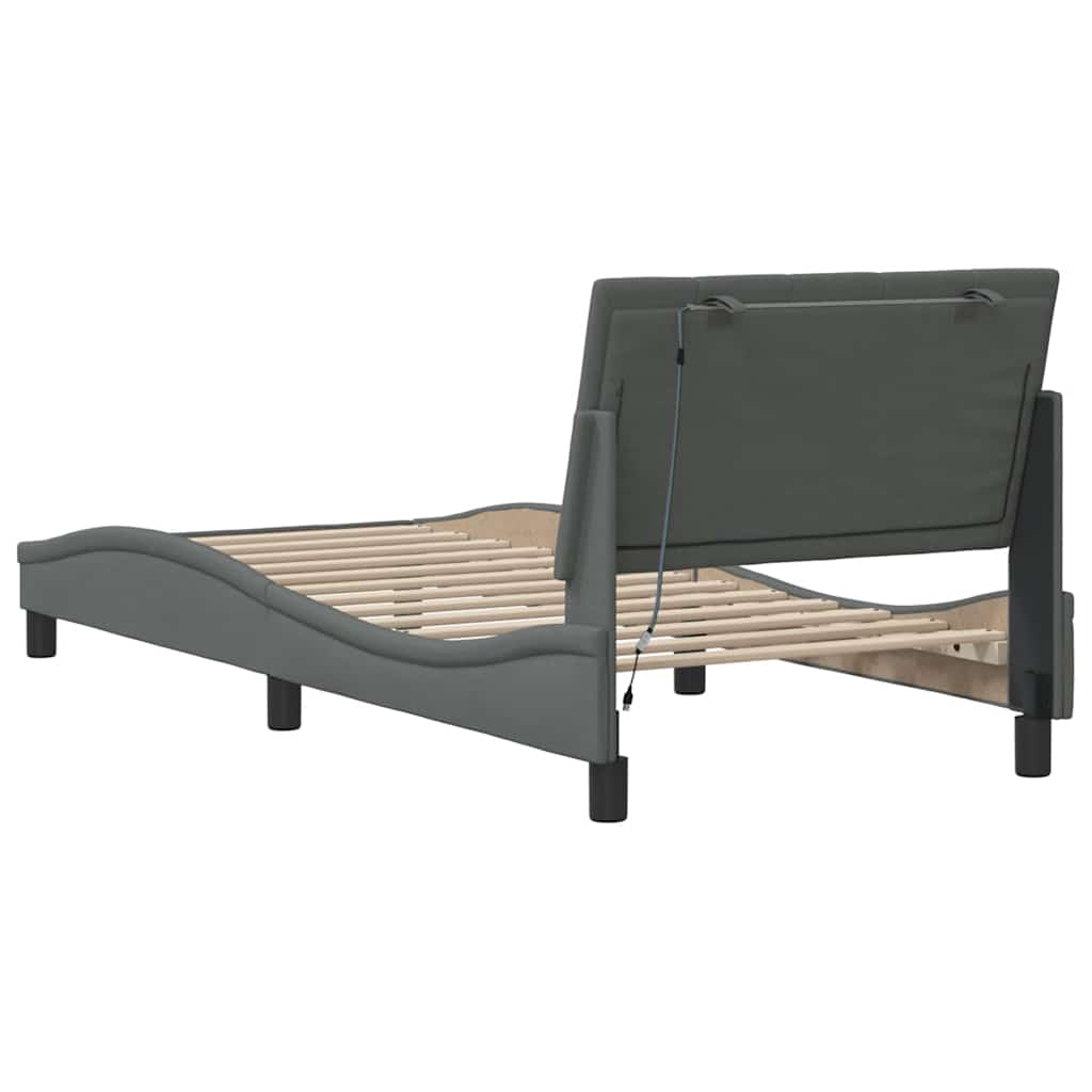 Bettgestell ohne Matratze "Hanko" Dunkelgrau 90x200 cm Stoff