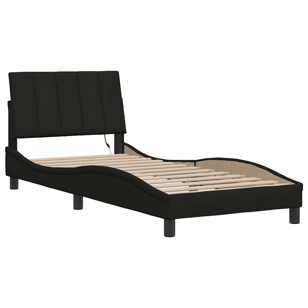 Bettgestell ohne Matratze "Hanko" Schwarz 90x200 cm Stoff
