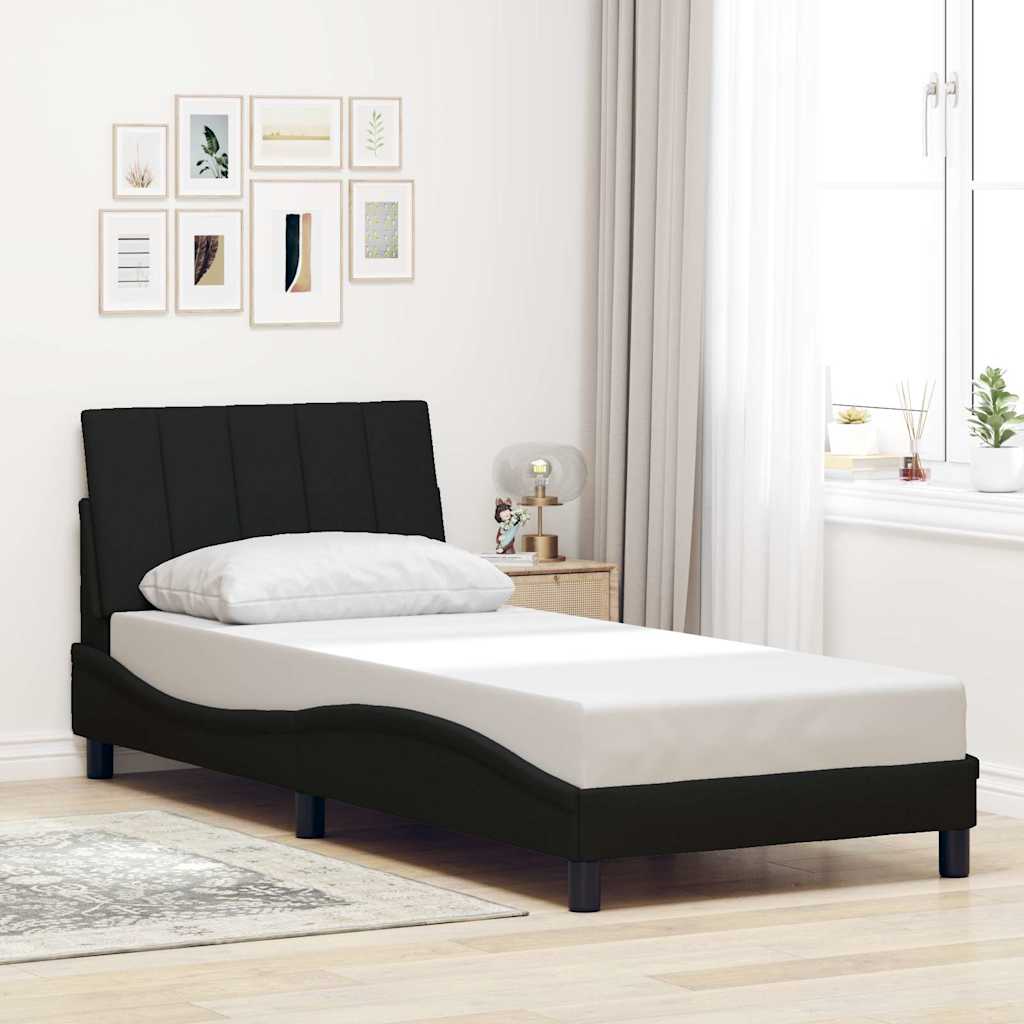 Bettgestell ohne Matratze "Hanko" Schwarz 90x200 cm Stoff