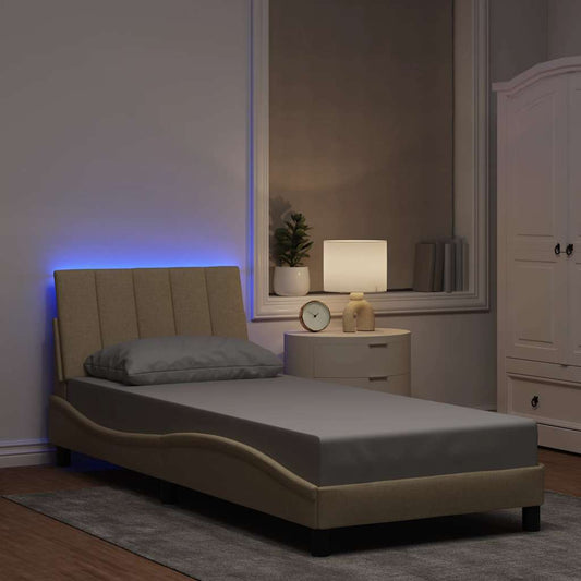 Bettgestell ohne Matratze "Hanko" Creme 90x200 cm Stoff