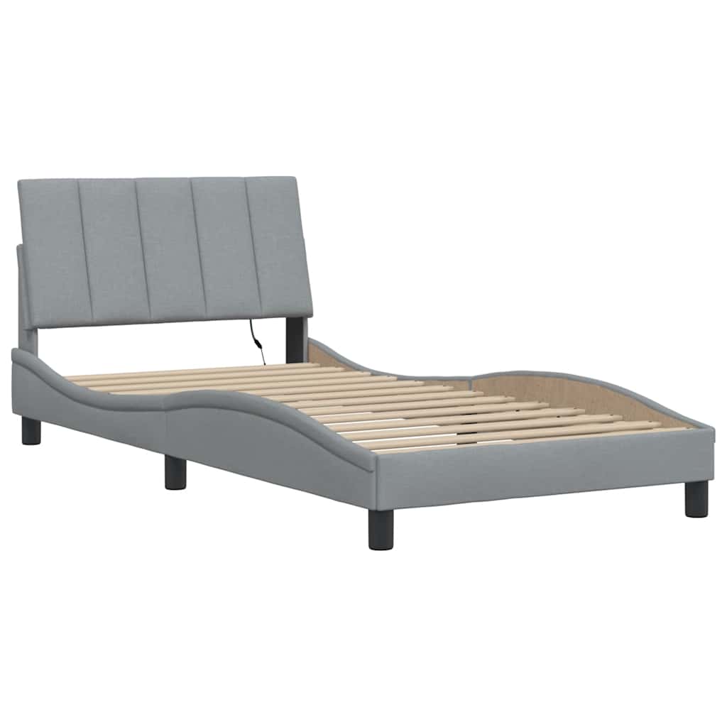 Bettgestell ohne Matratze "Hanko" Hellgrau 100x200 cm Stoff