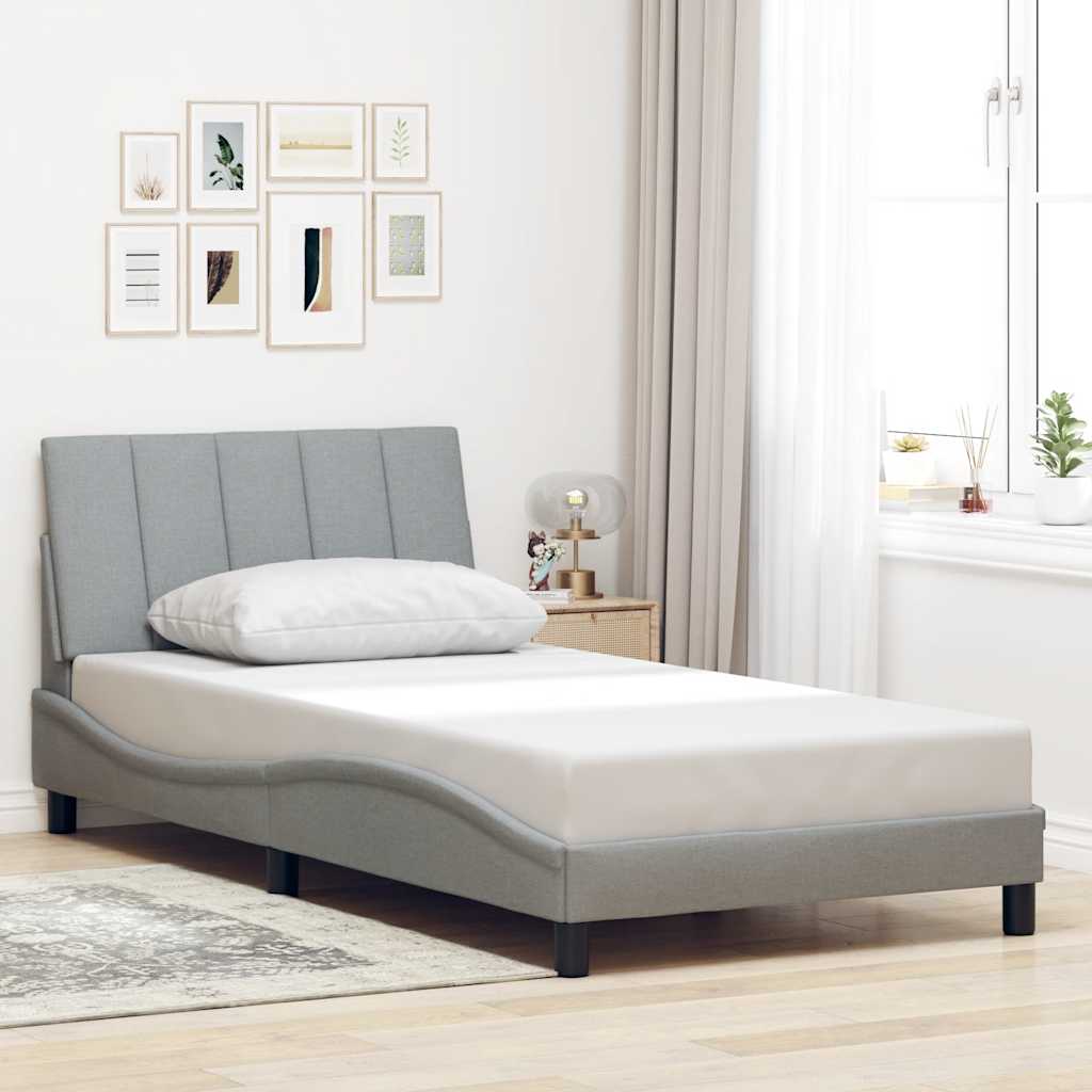 Bettgestell ohne Matratze "Hanko" Hellgrau 100x200 cm Stoff