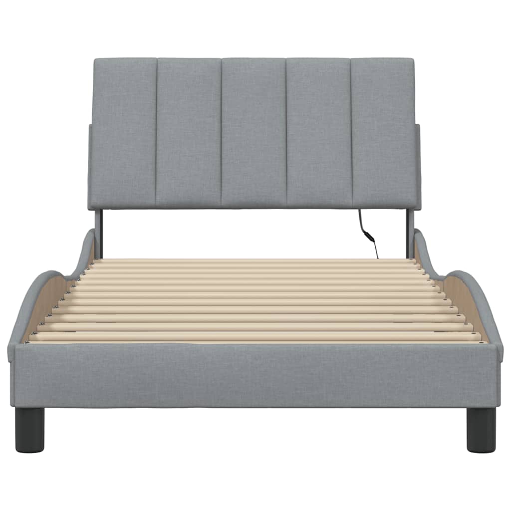 Bettgestell ohne Matratze "Hanko" Hellgrau 100x200 cm Stoff
