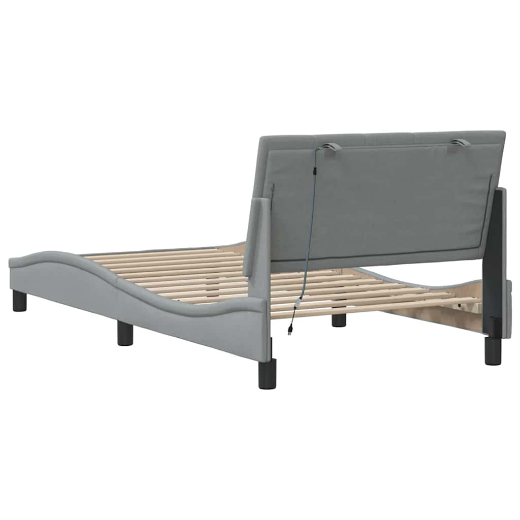 Bettgestell ohne Matratze "Hanko" Hellgrau 100x200 cm Stoff