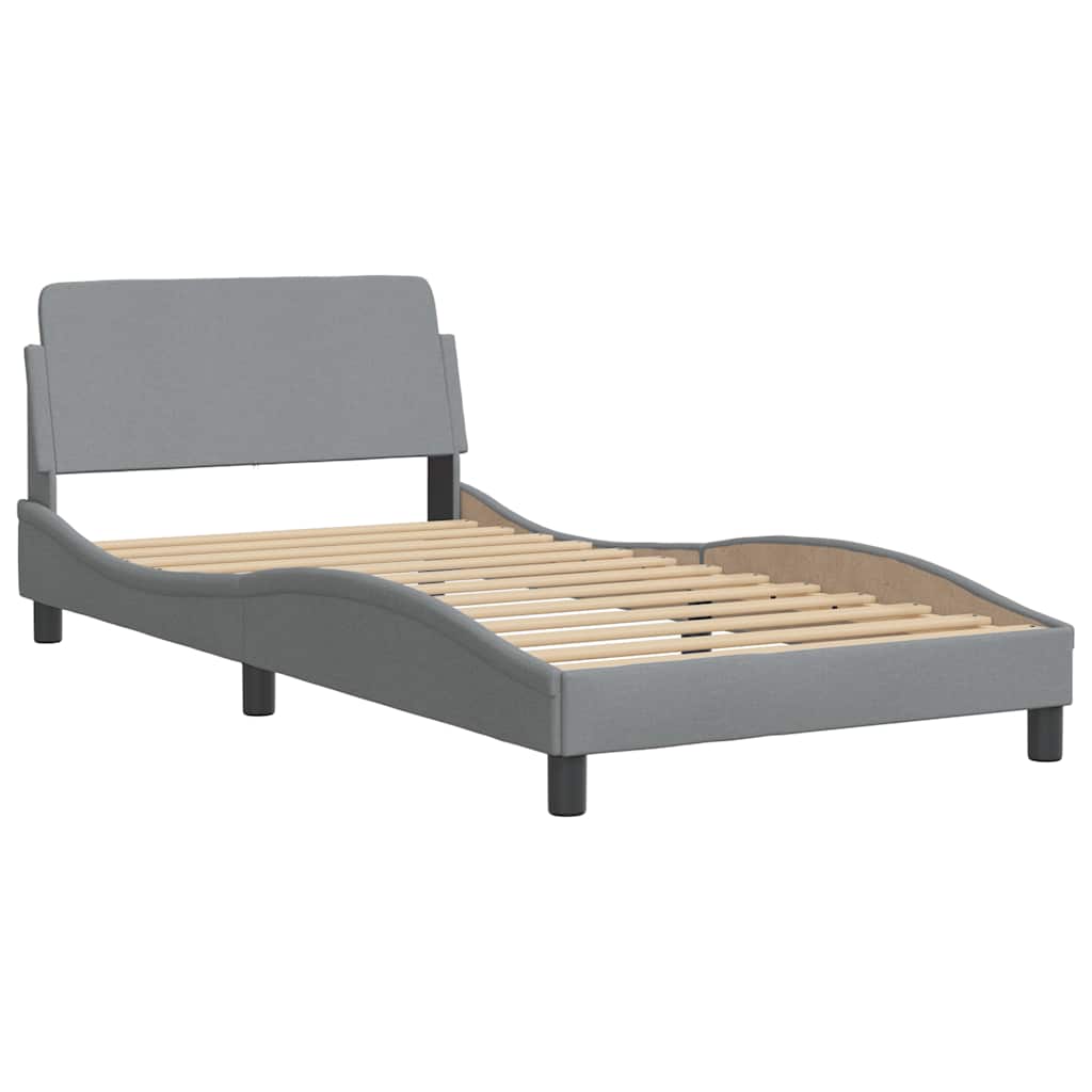 Bettgestell ohne Matratze "Hanko" Hellgrau 100x200 cm Stoff