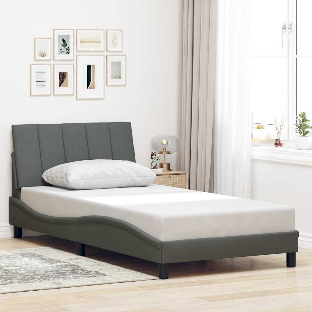 Bettgestell ohne Matratze "Hanko" Dunkelgrau 100x200 cm Stoff