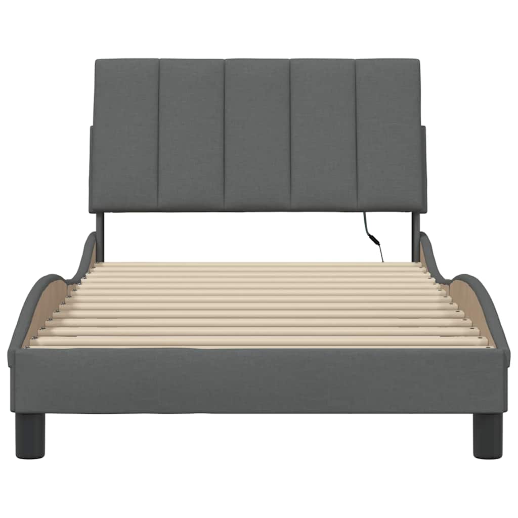 Bettgestell ohne Matratze "Hanko" Dunkelgrau 100x200 cm Stoff