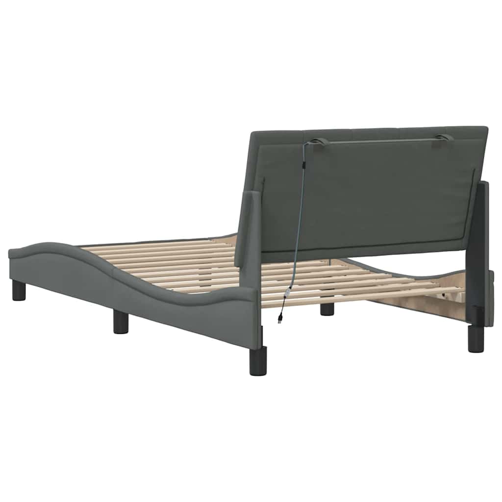 Bettgestell ohne Matratze "Hanko" Dunkelgrau 100x200 cm Stoff