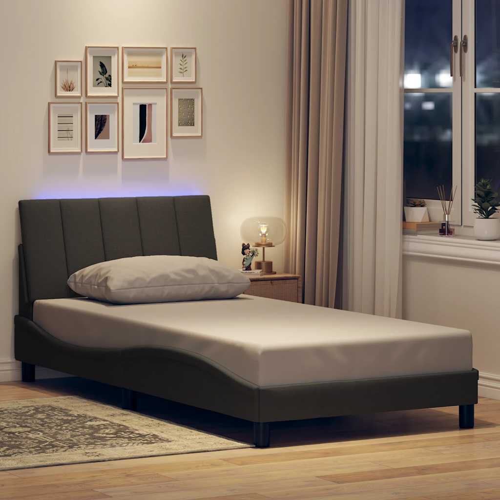 Bettgestell ohne Matratze "Hanko" Dunkelgrau 100x200 cm Stoff