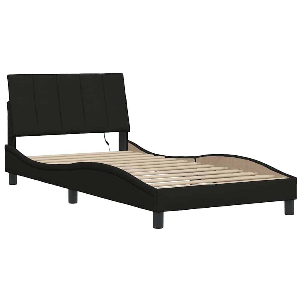 Bettgestell ohne Matratze "Hanko" Schwarz 100x200 cm Stoff