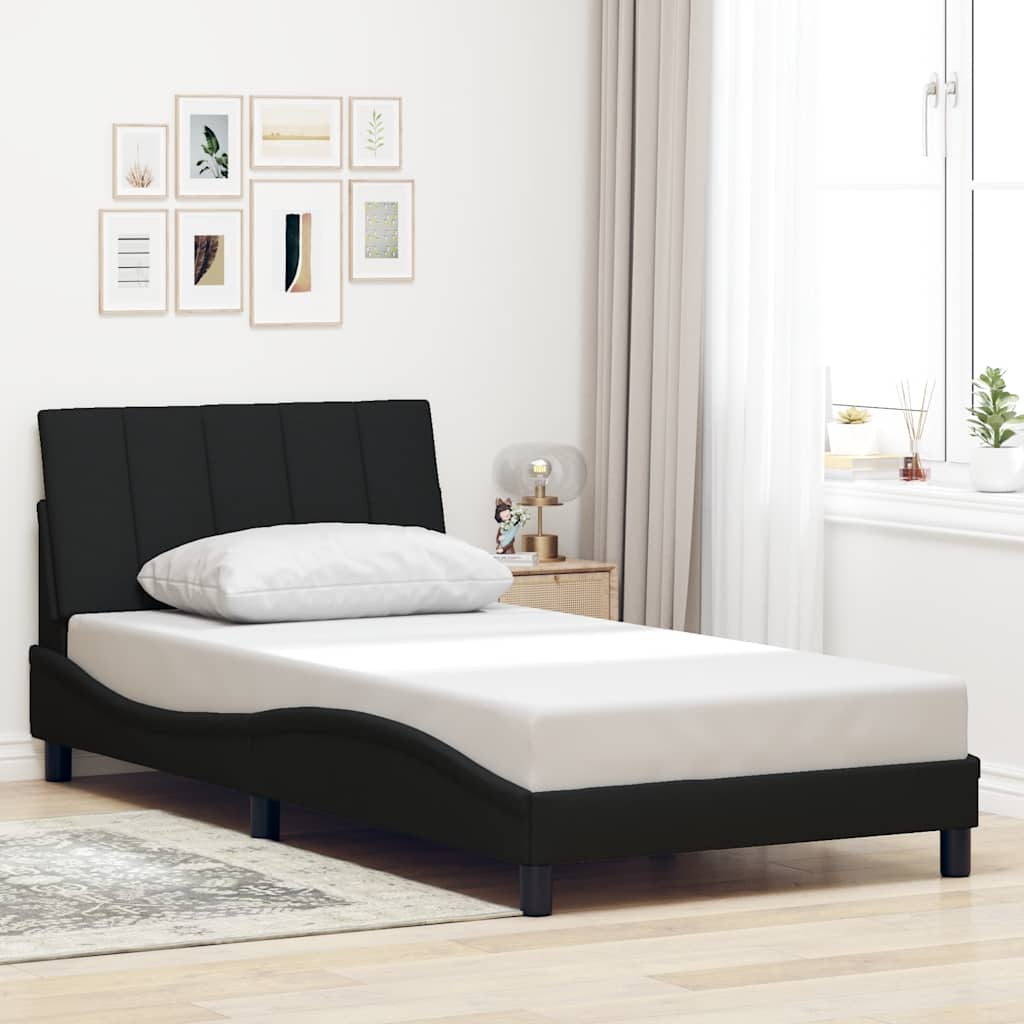 Bettgestell ohne Matratze "Hanko" Schwarz 100x200 cm Stoff