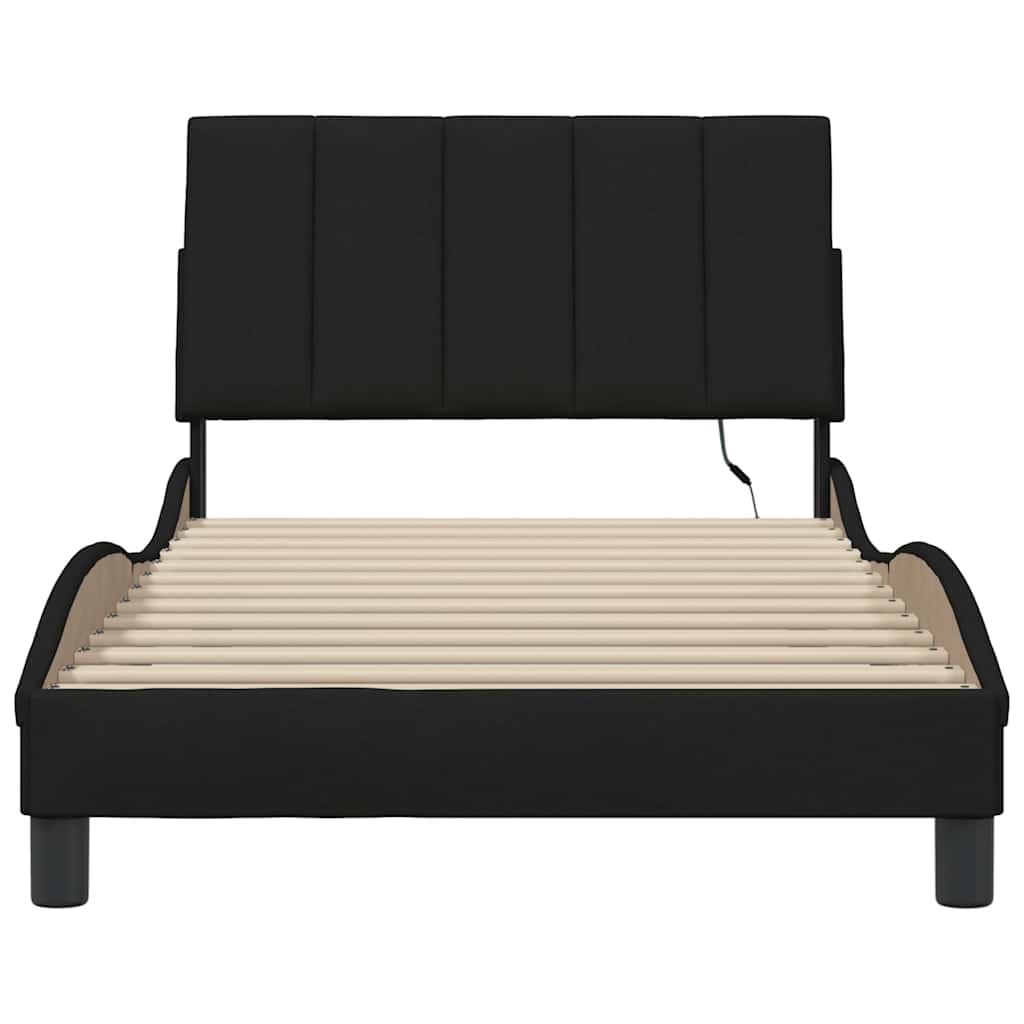 Bettgestell ohne Matratze "Hanko" Schwarz 100x200 cm Stoff