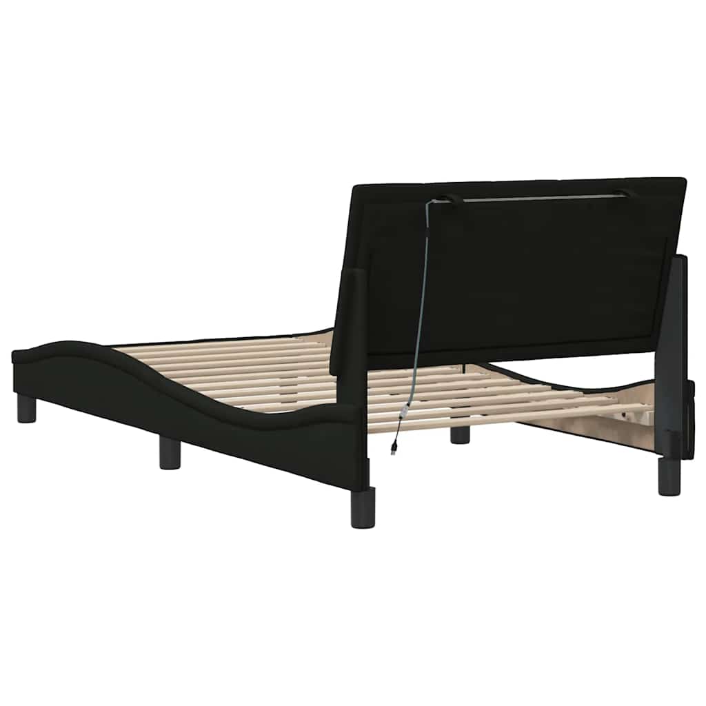 Bettgestell ohne Matratze "Hanko" Schwarz 100x200 cm Stoff
