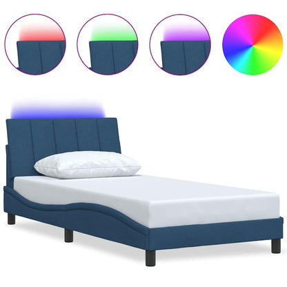 Bettgestell ohne Matratze "Hanko" Blau 100x200 cm Stoff