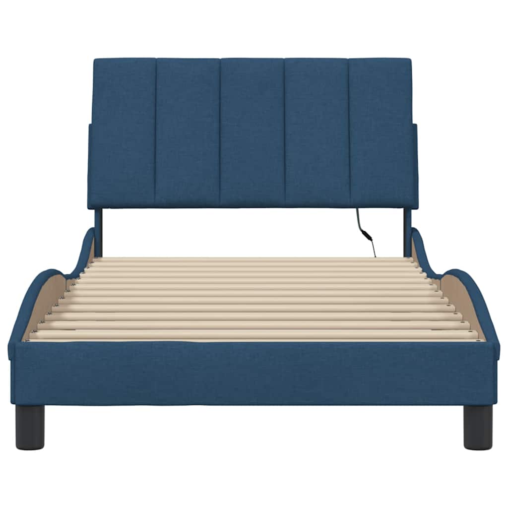 Bettgestell ohne Matratze "Hanko" Blau 100x200 cm Stoff