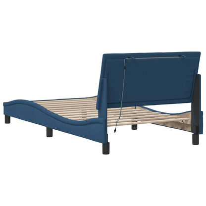Bettgestell ohne Matratze "Hanko" Blau 100x200 cm Stoff