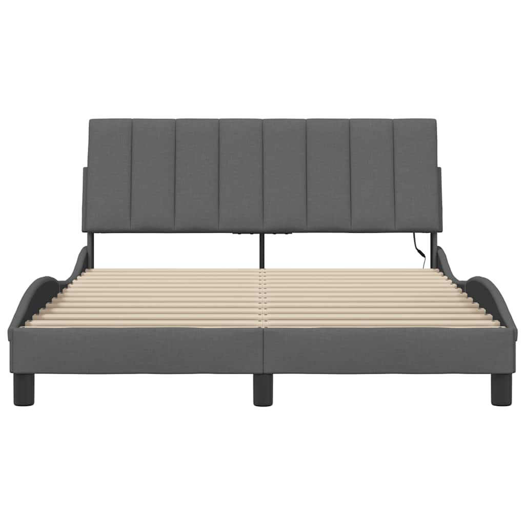 Bettgestell ohne Matratze "Hanko" Dunkelgrau 120x200 cm Stoff