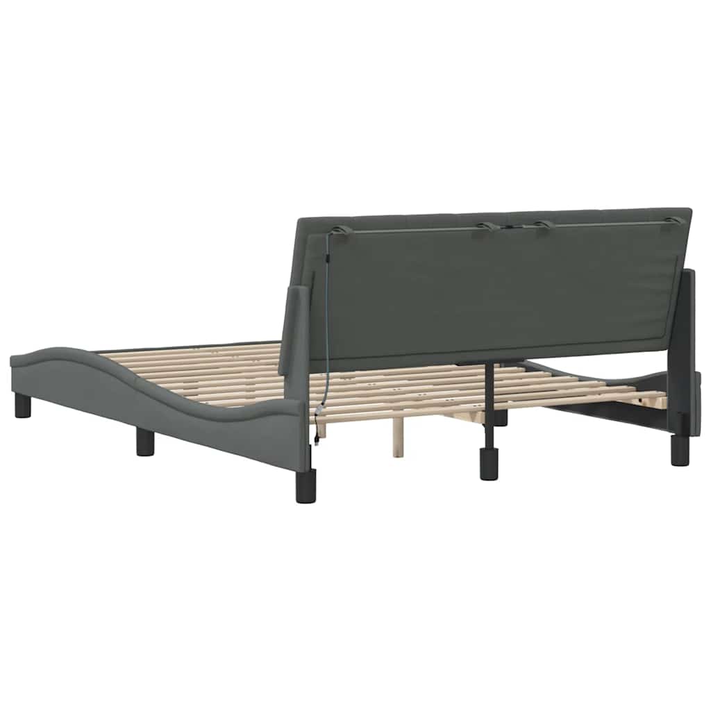Bettgestell ohne Matratze "Hanko" Dunkelgrau 120x200 cm Stoff