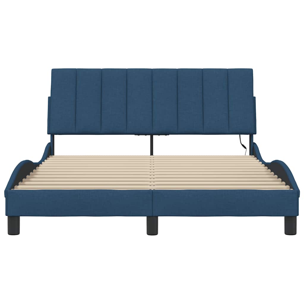 Bettgestell ohne Matratze "Hanko" Blau 120x200 cm Stoff
