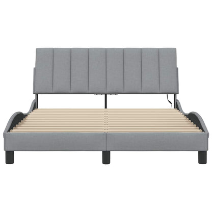 Bettgestell ohne Matratze "Hanko" Hellgrau 140x190 cm Stoff