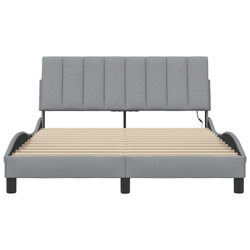 Bettgestell ohne Matratze "Hanko" Hellgrau 140x190 cm Stoff